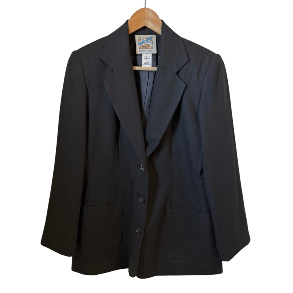 Travelsmith Petite Black‎ Blazer Suit Jacket Women's Size 4 Petite